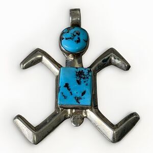 Vintage Native Turquoise 925 Sterling Silver Pendant